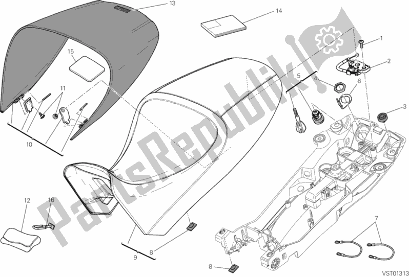 All parts for the Seat of the Ducati Diavel USA 1200 2012